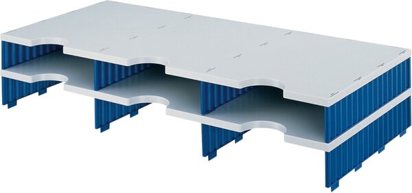 Sytrodoc trio Aufbaueinheit, 6 Fächer Standard, 2 Etagen, grau/blau, (H x B x T) 140 x 723 x 331 mm