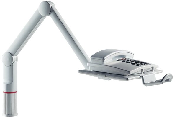 Telefonschwenkarm TalkMaster, Klemmfuß, Tragplatte 258 x 172 mm, Tragkraft 2 kg, grau