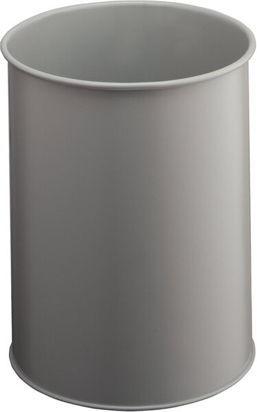 Papierkorb, grau, Metall, rund, 14,7 Liter, Höhe 315 mm, Ø 260 mm