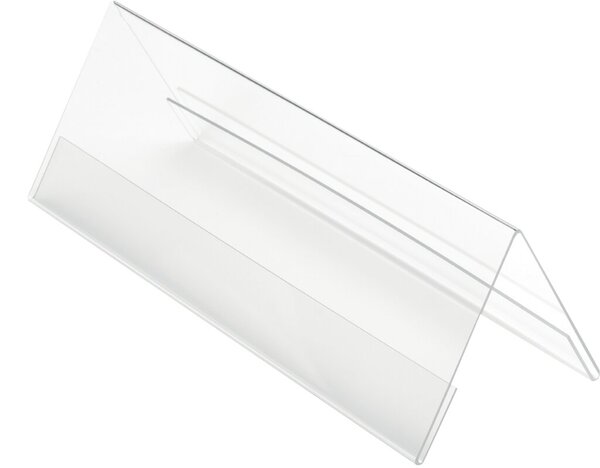 Tischnamensschild, DIN A4 quer, Dachform, doppelseitig, glasklar