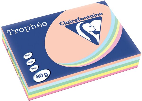 Kopierpapier Trophee, DIN A4, 80g/qm, pastell sortiert, für Inkjet- und Laserdrucker, FSC®-zertifiziert, Packung à 500 Blatt