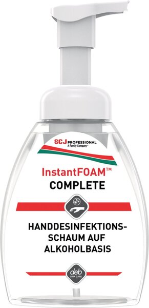 Schaum-Handdesinfektion Deb Instant FOAM Complete, Pumpflasche, zur Anwendung ohne Wasser, 250 ml