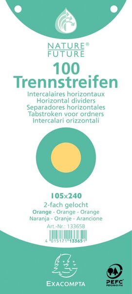 Trennstreifen, Premium Qualität, 190g/qm, 105 x 240 mm, gelocht, 100 Stück, orange