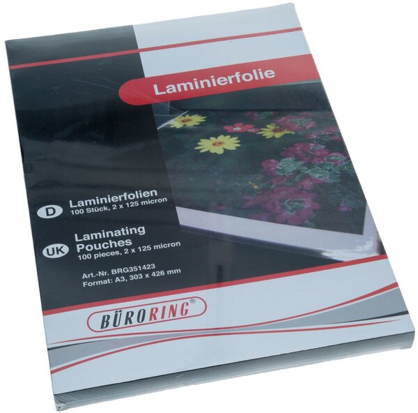 Laminierfolie, DIN A3, 125 Mikron, 100 Stück