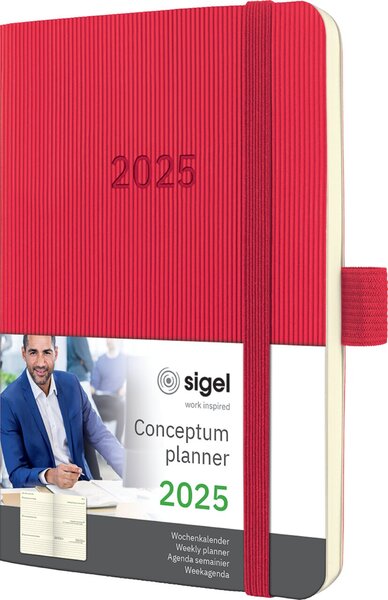 Wochenkalender CONCEPTUM® 2025, ca. DIN A6, red, Softcover, 1 Woche/2 Seiten, 176 Seiten