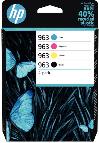 Multipack Tintenpatrone 963, für HP Drucker, 1 x ca. 1.000, 3 x ca. 700 Seiten, BK/C/M/Y