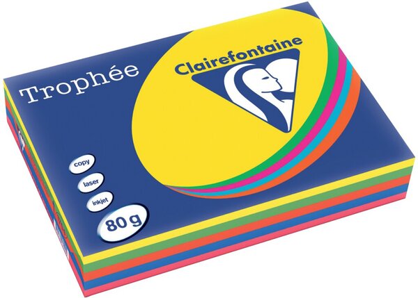 Kopierpapier Trophee, DIN A4, 80g/qm, intensiv sortiert, für Inkjet- und Laserdrucker, FSC®-zertifiziert, Packung à 500 Blatt