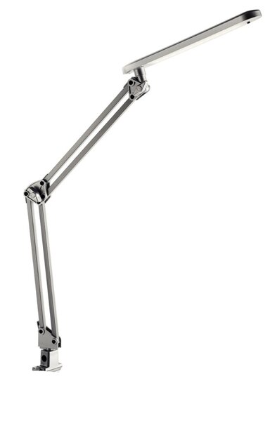 LED-Tischleuchte, silber, Doppelgelenkarm, Klemmfuß, Lebensdauer Leuchtmittel 30.000 Stunden, 20 LEDs, 7W