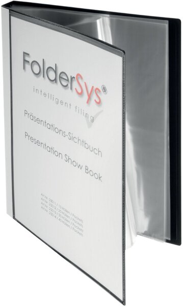 Sichtbuch, DIN A4, 40 Hüllen, Außentasche, Rückenschildtasche, Rücken 27 mm, 310 x 240 x 27 mm, schwarz