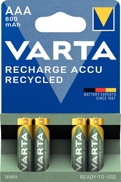 Akku NiMH, Micro AAA, Recycled, HR03, 1.2V, 800mAh, 4 Akkus
