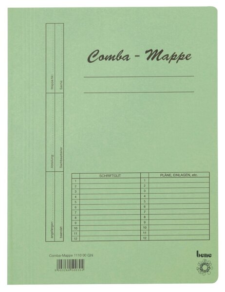 Comba-Mappe DIN A4, 250g/qm, mit Heftmechanik, grün