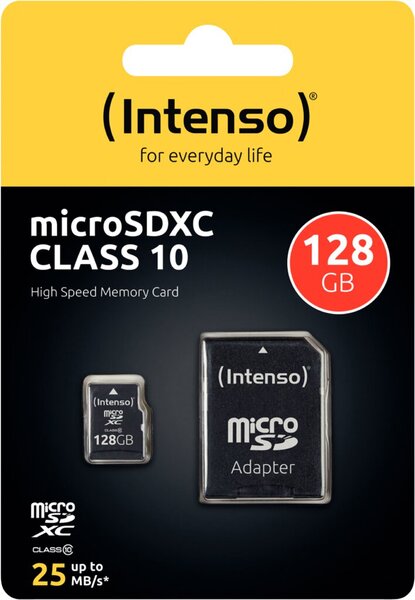 Micro-SDHC Speicherkarte, 128 GB, 10MB/s Class 10, mit SD-Adapter für Digital Cameras, Camcorders, Notebooks