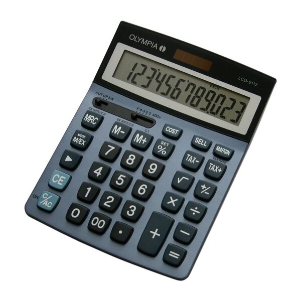 Tischrechner LCD-6112, 12-stellig, 1-zeiliges Display, Solar- / Batteriebetrieb, stahlblau