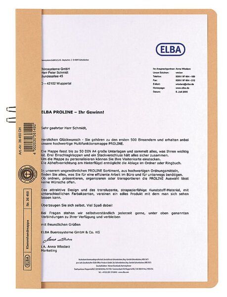 Klemmmappe, DIN A4, Fassungsvermögen 10 Blatt, Manilakarton 250g/qm, 237 x 309 mm, ohne Vorderdeckel, chamois