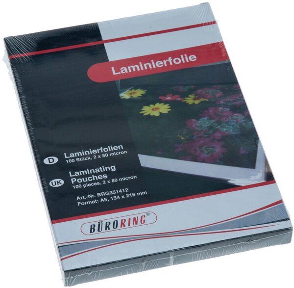 Laminierfolie, DIN A5, 80 Mikron, 100 Stück