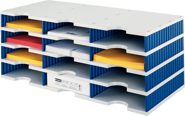 Styrodoc trio Grundeinheit, 9 Fächer Standard, 3 Etagen, grau/blau, (H x B x T) 223 x 723 x 331 mm