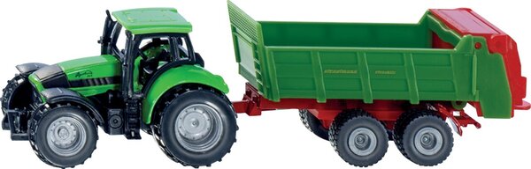 Traktor mit Universalstreuer aus Metall und Kunststoff