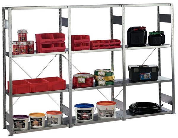 Steckregal Grundregal Set V150 Meta, (H x B x T) 2000 x 1000 x 500 mm, 4 Böden, Fachlast 150 kg, Oberfläche verzinkt