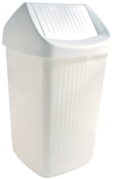 Schwingdeckelabfallbehälter, 50 Liter, weiß, mit Klappe, Polystyrol, (H x B x T) 650 x 360 x 360 mm