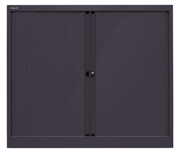 Rollladenschrank EuroTambour, (H x B x T) 1030 x 1200 x 430 mm, 2,5 Ordnerhöhen, 2 Fachböden, abschließbar, Korpus/Rollladen schwarz/schwarz