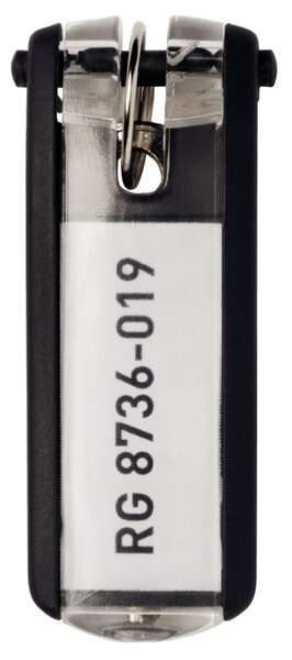 Schlüsselanhänger Key Clip, Kunststoff mit sichtbarem Beschriftungsschild, 6 Stück, schwarz