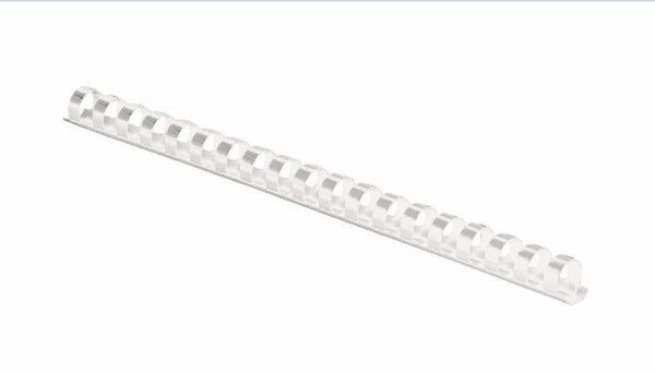 Plastikbinderücken 8 mm, für 21 - 40 Blatt, weiß, US-Teilung 21 Ringe, 100 Stück