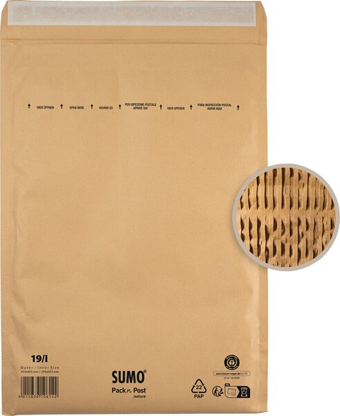 Papierpolstertasche 1519, 100 % recycelt, Innenmaß: 295 x 445 mm, braun, 75 Stück