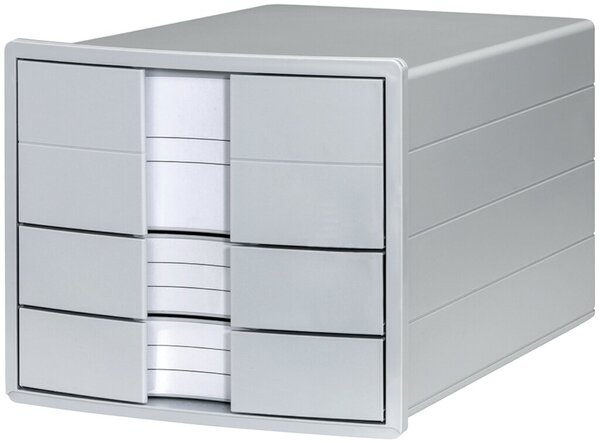 Schubladenbox IMPULS, 3 Schubladen, geschlossen, 2 Standard Schübe, 1 hohe Schublade, lichtgrau/lichtgrau, (H x B x T) 235 x 280 x 368 mm