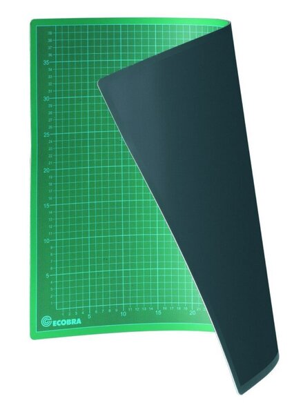 Schneidematte für DIN A1, Twin-Cutting-Mat, 900 x 600 mm, 5-lagige "Sandwich-Soft" Bauweise, grün / schwarz