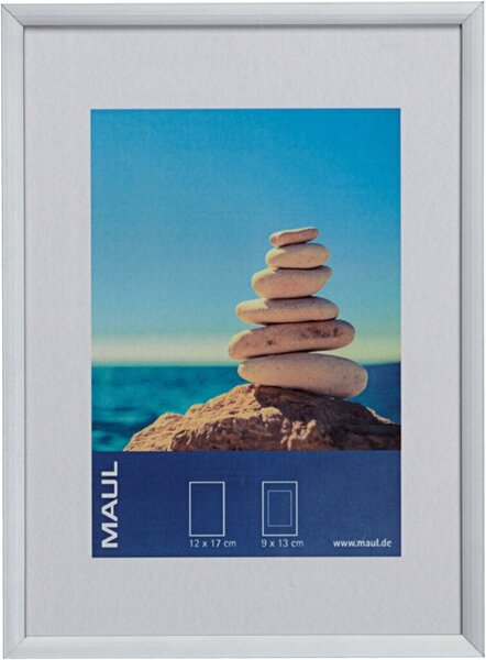 Bilderrahmen Aluminium 13 x 18 cm, glasklar, Rahmen silbereloxiert, zum Stellen und Hängen