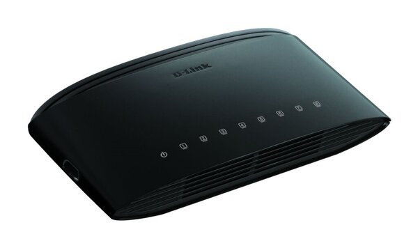 Switch, 8-Port Layer2 Ethernet Switch DES-1008D, 200Mbit/s (Full-Duplex) Datenübertragungsrate, schwarz