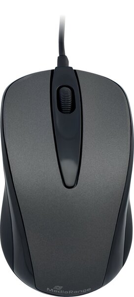 3-Tasten Maus kabelgebunden, optischer Sensor, Auflösung: 1000 dpi, USB 2.0 Anschlusskabel 1.5 m, schwarz/grau