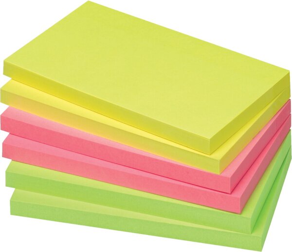 Haftnotiz Recycling, 125 x 75 mm, neon sortiert, 100 Blatt/Block, 6 Blöcke