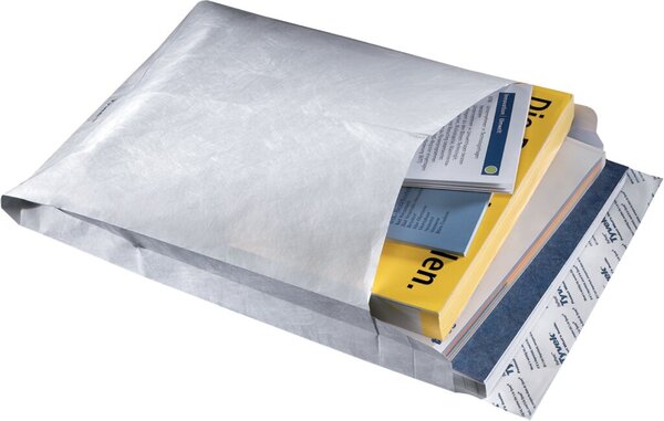 Tyvek Faltentasche, DIN C4, ohne Fenster, Haftklebung, Spitzboden, 38 mm Falte, 70g/qm, 100 Stück