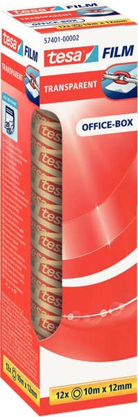 tesafilm® transparent, 12 mm x 10 m, transparent, Packung mit 12 Rollen