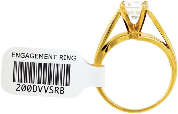Etikettenrolle 11 x 52 mm, Folie, für Schmuck, Kabel, 1050 Etiketten/Rolle, SLP-JWL, weiß