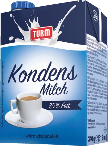 Kondensmilch, 7,5% Fett, 340g / 319ml, teilentrahmt, eingedickthomogenisiert, wärmebehandelt
