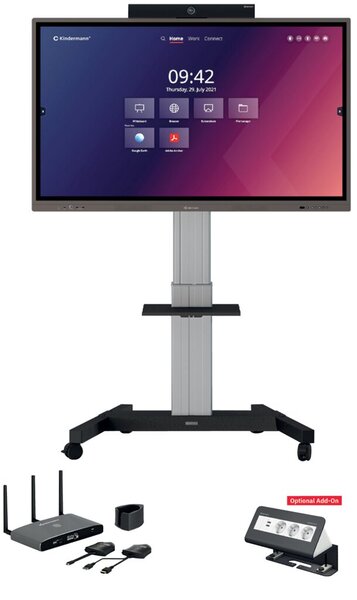 Huddle 65M, All in One Lösung, Set mit Monitor, Ständer, Klick&Show, Kamera, Conferencing und Collobartion interaktiv, drahtlos und mobil für eine Raumgröße von ca. 6 Personen