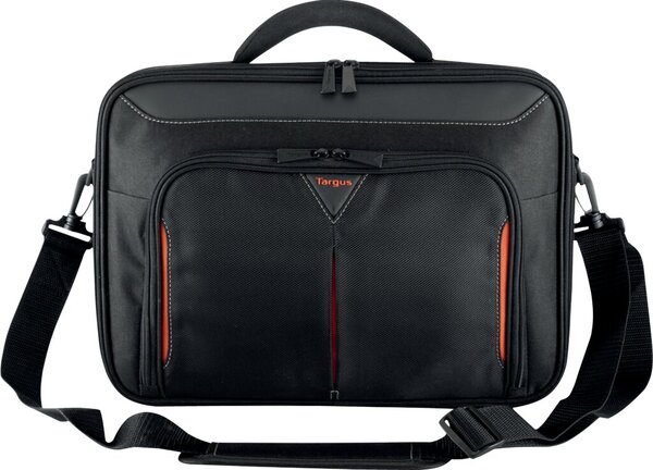 Laptop-Tasche Classic+ Clamshell 14", zusätzliche Innenhülle, gepolsterter, verstellbarer Griff, Front-Reißverschluss, schwarz