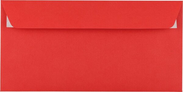 Briefumschlag DIN C5/6, ohne Fenster, haftklebend, intensivrot, 100g/qm, 229 x 114 mm, 250 Stück