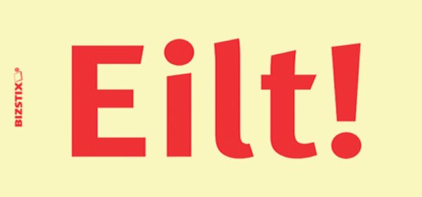 Haftnotizen gelb, 75 x 35 mm, "Eilt!", 100 Blatt pro Block