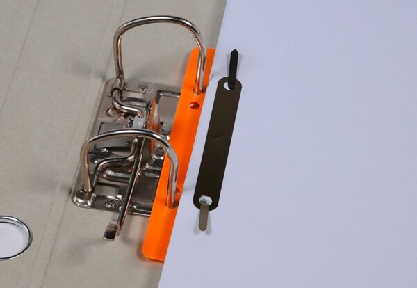 Heftstreifen kurz, Kunststoff, orange, Metalldeckleiste, 25 Stück