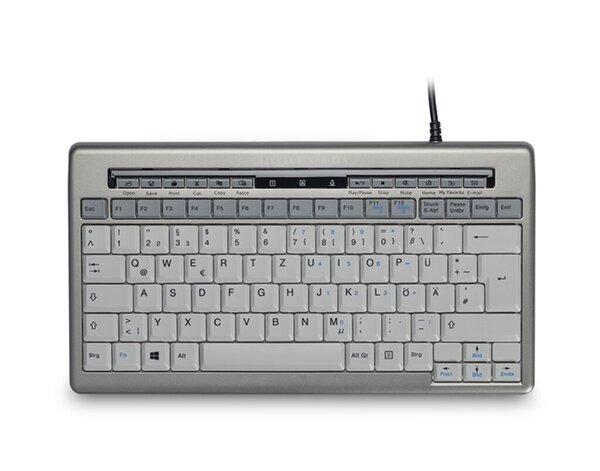 Kompakte Tastatur 840 DE, USB, Multimedia-Tasten, 2 USB-Ports, leichter Laptopanschlag, silber