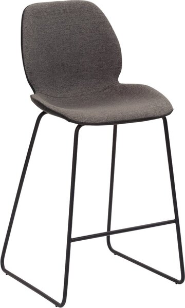 Bar-/Tresenhocker mySOLO 1176, schwarzem Kufengestell, gepolsterte Sitzschale, innen Stoff anthrazit-meliert, außen Kunstleder Vintage Look schwarz