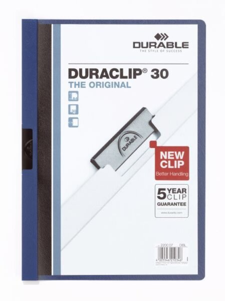 Klemmmappe DURACLIP, DIN A4, Fassungsvermögen 30 Blatt, 310 x 220 mm, dunkelblau