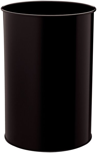 Papierkorb, schwarz, Metall, rund, 30 Liter, Höhe 450 mm, Ø 315 mm