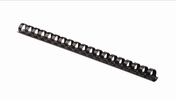 Plastikbinderücken 14 mm, für 81 - 100 Blatt, schwarz, US-Teilung 21 Ringe, 100 Stück