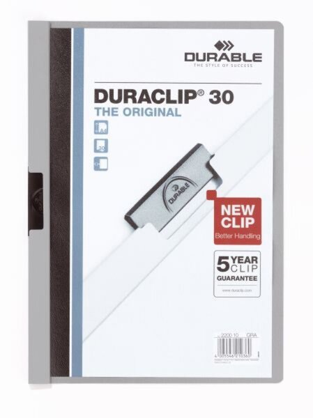 Klemmmappe DURACLIP, DIN A4, Fassungsvermögen 30 Blatt, 310 x 220 mm, grau