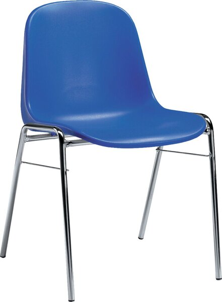Besucherstuhl HIP, blau, 4-Fuß-Gestell verchromt, Sitzschale Polyamid