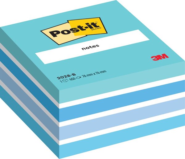 Haftnotiz-Würfel, 76 x 76 mm, türkis, weiß, retroblau, hellblau, ultrablau, 450 Blatt